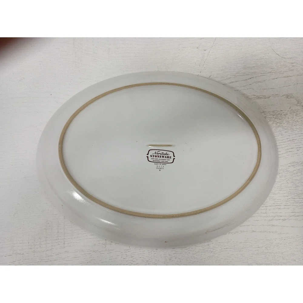 Noritake Plenty Serving Platter Vintage White‎ Fruit Basket Oval Stoneware